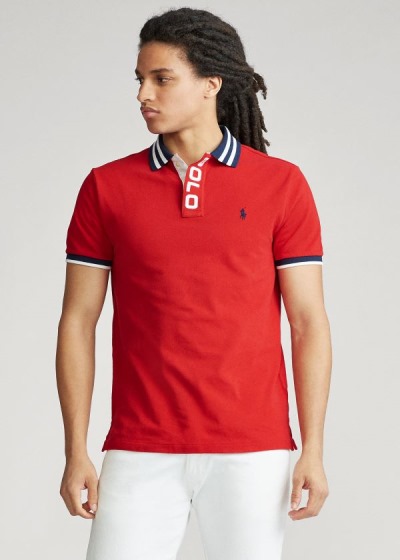 Polos Polo Ralph Lauren Hombre Rojos - Custom Slim Fit Mesh - JTECG5702